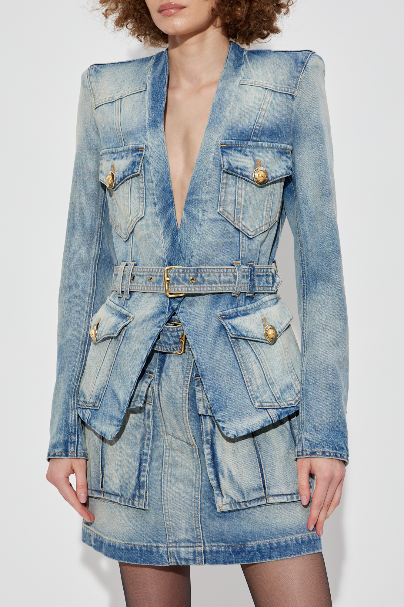 BALMAIN ホタンテニムスカト DF1LBA22DE53 6FC BALMAIN：スカート レディース - ブルー | GIGLIO.COMオンライン